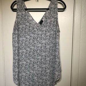 Black and white patterned blouse